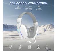 Shein Auriculares inalámbricos para juegos L90 con conexión de tres modos, latencia baja de 20 ms 2.4G USB/Tipo-C, sonido estéreo Hi-Fi 7.1 envolvente, auri