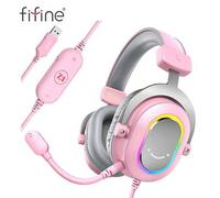 Shein Auriculares para juegos para PC - Auriculares con cable y micrófono - Auriculares USB con sonido envolvente 7.1 para computadora, auriculares para tra