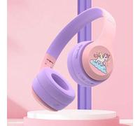 Shein Auriculares para niños con puerto de compartición, inalámbricos, protección auditiva de 85dB, diseño sobre la oreja amigable con la piel, con micrófon