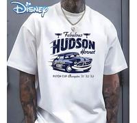 Shein Autorización genuina de Disney, estampado del patrón Triple Corona de la leyenda de la historia de las carreras Hudson, camiseta de algodón de manga c