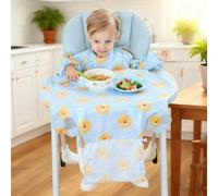 Shein Babero para destete, cubre completamente la silla alta del niño, babero de manga larga, cómodo, lavable a máquina, babero para bebé, verde y rosa, ade