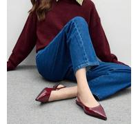 Shein Bailarinas de punta fina con tira trasera en color burdeos, cómodas y minimalistas, versátiles para ir al trabajo y para el día a día