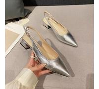 Shein Bailarinas de punta metálica para mujer, Otoño 2025, Bailarinas plateadas glamorosas con tira al talón para el Día de San Valentín