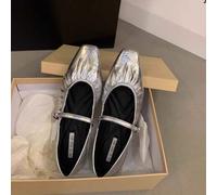 Shein Bailarinas francesas Mary Jane plateadas