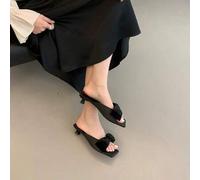 Shein Bailarinas plateadas francesas con tira en el tobillo, tacón medio y lazo: estilo veraniego para mujer, ideales para exteriores.