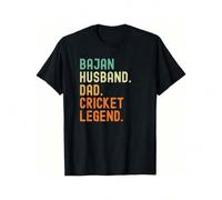 Shein Bajan Husband Dad Cricket Legend Barbados T-ShirtRetro T-Shirt With Cartoon, Anime And Comic Letters Retro Street Fun Summer Fashion T-Shirt Printed