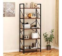 Shein BALCONERA Librería industrial vintage marrón de 5 niveles, ideal como estantería de almacenaje para salón, dormitorio, oficina y cocina (libros, revis