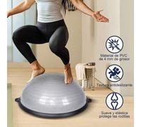 Shein Balón de equilibrio, Bosu bola, yoga, entrenador de equilibrio de 58 cm hasta 120 kg, media pelota de gimnasia, tabla de equilibrio con bomba y 2 band