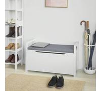 Shein Banco de pecho con asiento FSR76-W con espacio de almacenamiento, baúl con tapa, capacidad de carga 120 kg, color blanco, Aprox.: Ancho x Alto x Profu