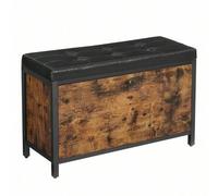 Shein Banco Zapatero, Banco tapizado para Zapatos, con cajón, 2 Filas para 6 Pares de Zapatos, Estructura de Acero, Industrial, Marrón Rústico y Negro