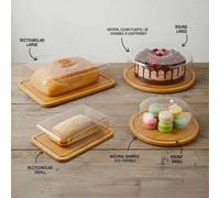 Shein Bandeja de exhibición a prueba de polvo para pasteles, cubierta para alimentos, bandeja para postres, cubierta de pastel de plástico transparente de a