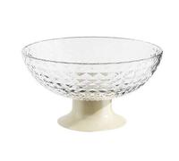 Shein Bandeja de frutas, soporte de plato de plástico con pie para bocadillos, verduras y frutas, tazón para la cocina, comedor y mesas, color transparente