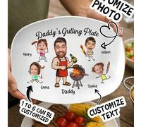 Shein Bandeja de parrilla personalizada con foto, bandeja de parrilla personalizada con texto personalizado, personajes de dibujos animados de la familia, r