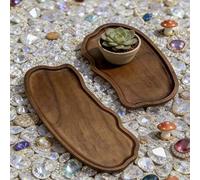 Shein Bandeja decorativa de madera de moda, bandeja de madera decorativa multifuncional para almacenar cosméticos, lápices labiales y perfumes, bandeja de m