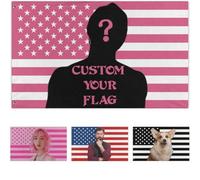 Shein Bandera Americana Rosa Personalizada con Nombre o Mensaje Personalizado, Bandera de Poliéster Rosa para Decoración del Hogar, Jardín, Oficina, Sala de
