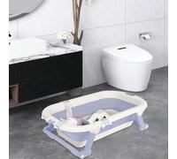 Shein Bañera plegable para bebé con cojín, plato de ducha portátil para casa y viajes, con termómetro LED y patas antideslizantes, 80 x 50 x 22 cm, gris, az