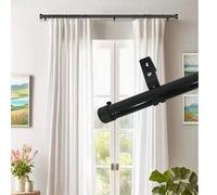 Shein Barra de cortina ajustable de acero inoxidable, se ajusta a ventanas de 82,3 - 380,3 cm, barra de cortina decorativa de 2,5 cm de diámetro, conjunto d