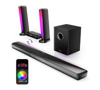 Shein Barra de sonido Ultimea 5.1, control inteligente mediante aplicación, efectos de iluminación dinámicos, ajuste de brillo y luz RGB, 121 matrices de ec