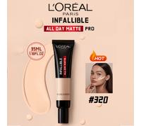 Shein Base de maquillaje líquida Infallible All Day Matte Pro n.° 320 10/35 ml, tecnología única de doble control de sebo y 19 % de elementos matificantes,