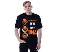 Shein Basketball It's In My DNA Print, Men's Crew Neck Short Sleeve Cotton T-shirt, Casual Comfy Top For Daily Wear Tee For Adult, Men, Women, Teen, Teenage