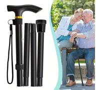 Shein Bastón plegable súper ligero de 4 secciones con punta de goma ajustable - Bastón de senderismo y trekking plegable para adultos mayores y adolescentes