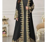 Shein Bata árabe de manga larga con estampado de cachemira y flores vintage para mujer de talla grande, primavera/otoño