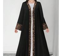 Shein Bata árabe de manga larga con estampado de leopardo para mujer, adecuada para primavera y otoño