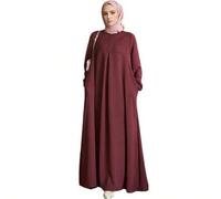 Shein Bata árabe de manga larga, cuello redondo, unicolor, holgada y casual para mujer, elegante y apropiada para la primavera y el Eid