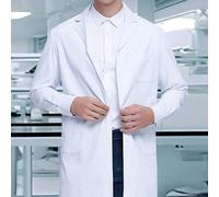 Shein Bata de laboratorio/uniforme médico de manga larga para hombres con cuello y múltiples bolsillos, ropa de trabajo casual