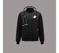 Shein Bata de manga larga con cuello vuelto y múltiples bolsillos para hombres, uniforme de enfermería, ropa de trabajo, bata de dentista, atención médica,