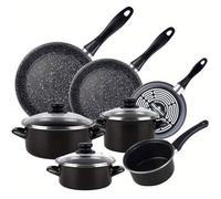 Shein Batería 10 piezas Magefesa: cacerolas Ø16 y Ø20 + tapas, olla Ø16 + tapa y cazo de Ø14, y 3 Sartenes Magefesa Ø18 Ø20 y Ø24 cm, acero vitrificado. Esp