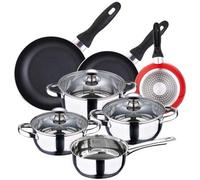 Shein Batería 7 piezas S.Ignacio Faro y Set 3 sartenes Ø16/Ø20/Ø24 cms rojo, aluminio prensado, antiadherente, inducción. Envío gratuito en 24/48 horas Col