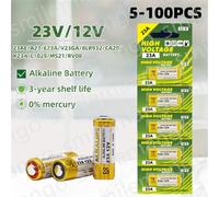 Shein Batería alcalina 5-100piezas 12V 23A A23 para timbre, control remoto de juguete, 23GA A23S E23A EL12 MN21 MS21 V23GA L1028 GP23A LRV08 célula seca