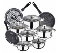 Shein Bateria de cocina 12 piezas SAN IGNACIO Cassel en acero inoxidable con juego de sartenes (18/20/24 cm) MAGEFESA K2 Gransasso en acero esmaltado. Envío