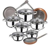Shein Bateria de cocina 12 piezas SAN IGNACIO Cassel en acero inoxidable con juego de sartenes (18/22/26 cm) SAN IGNACIO Optimum Plus en aluminio prensado.