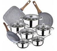 Shein Bateria de cocina 12 piezas SAN IGNACIO Cassel en acero inoxidable con juego de sartenes (22/24/26 cm) SAN IGNACIO Daimiel en aluminio forjado. Envío