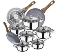 Shein Bateria de cocina 12 piezas SAN IGNACIO Cassel en acero inoxidable con juego de sartenes (22/24/26 cm) SAN IGNACIO Daimiel en aluminio forjado. Envío