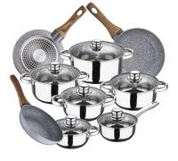 Shein Bateria de cocina 12 piezas SAN IGNACIO Cassel en acero inoxidable con juego de sartenes (22/24/26 cm) SAN IGNACIO Daimiel en aluminio forjado. Envío