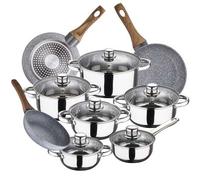Shein Bateria de cocina 12 piezas SAN IGNACIO Cassel en acero inoxidable con juego de sartenes (22/24/26 cm) SAN IGNACIO Daimiel en aluminio forjado. Envío