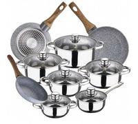 Shein Bateria de cocina 12 piezas SAN IGNACIO Cassel en acero inoxidable con juego de sartenes (22/24/26 cm) SAN IGNACIO Daimiel en aluminio forjado. Envío