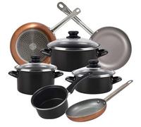 Shein Bateria de cocina 7 piezas MAGEFESA Kenia de acero vitrificado con juego de sartenes (18/22/26 cm) SAN IGNACIO Optimum Plus en aluminio prensado. Mage