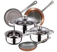 Shein Bateria de cocina 7 piezas SAN IGNACIO Faro de acero inoxidable con juego de sartenes (18/22/26 cm) SAN IGNACIO Optimum Plus en aluminio prensado. Env