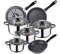 Shein Bateria de cocina 8 piezas SAN IGNACIO Dina de acero inoxidable con juego de sartenes (18/20/24 cm) MAGEFESA K2 Gransasso en acero esmaltado. Envío gr