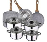Shein Bateria de cocina SAN IGNACIO Cassel de acero inoxidable con juego de sartenes (18/22 cm) y grill 28x28 cm SAN IGNACIO Daimiel en aluminio forjado. En