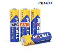 Shein Baterías secas de carbono R6P AA de 4 unidades PKCELL, 1.5V "Power of the King" - Rendimiento de larga duración para electrónica de bajo consumo, dura