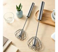 Shein Batidor semiautomático, batidor de huevos de acero inoxidable, batidores rotatorios de empuje manual para hacer crema, batir, mezclar y revolver