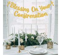 Shein Bendición en tu Confirmación Pancarta - Primera Comunión, Mi , Compromiso/Bautizo/Baby Shower/Decoraciones de Fiesta de Boda Purpurina Dorada