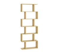 Shein Biblioteca, Librería de 6 Niveles, Estantería de Exposición, Armario de Libros, Separador de Espacios, para Salón, Dormitorio, Estudio, Oficina, Roble