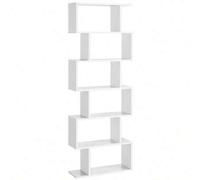 Shein Biblioteca, Librería de 6 Niveles, Estantería de Exposición, Armario de Libros, Separador de Espacios, para Salón, Dormitorio, Estudio, Oficina, Blanc