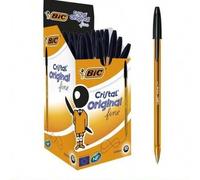 Shein BIC Cristal Orange Fine, Boligrafos Punta Fina (0.8mm), Óptimo para Uso Escolar y de Oficina, Caja de 25/50 Unidades , Azul/Negro/Rojo Para elegir Top